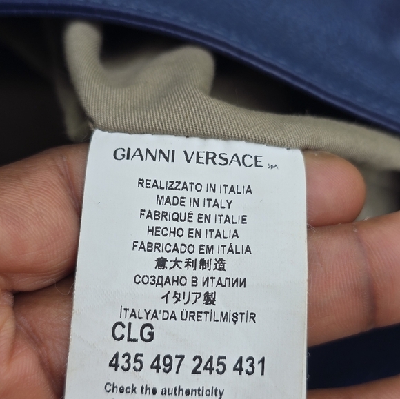 Authentic Versace Leather Shoulder Crossbody Bag Women Blue Removeable Strap - Picture 11 of 13